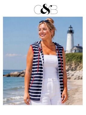 3X Gorgeous CJ Banks Cotton Zip Up Sleeveless Hoodie Vest⚓️